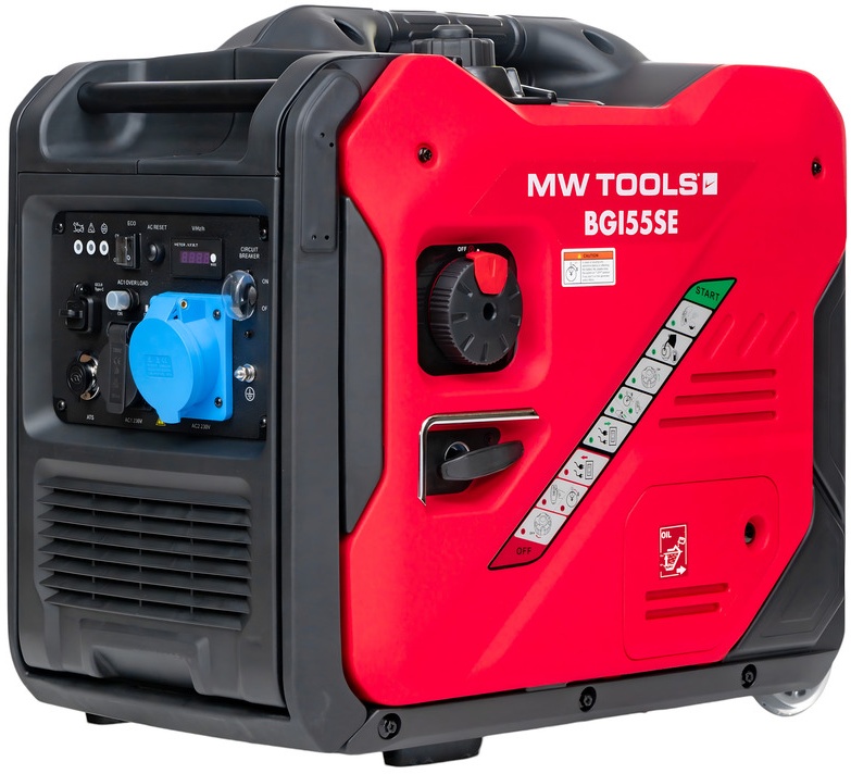 Benzin invertergenerator 6,5 kW 230 V med elektrisk start MW Tools