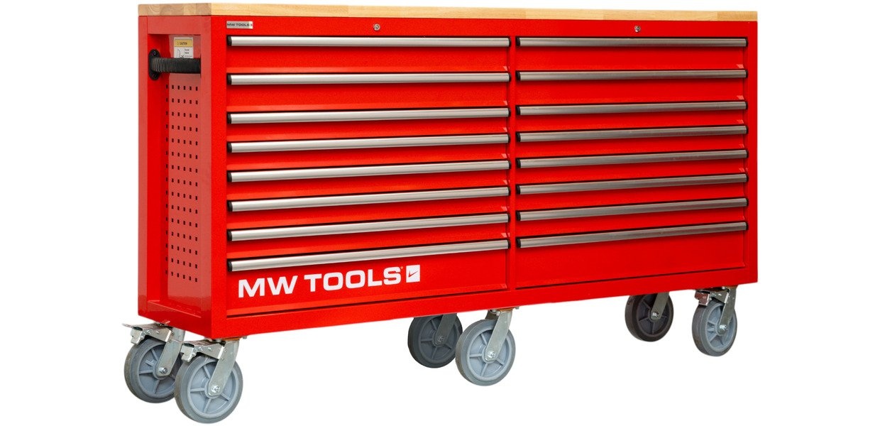 MEGA værktøjsvogn type 16 skuffer 2150 mm bred MW Tools MEGA værktøjsvogn type 16 skuffer 2150 mm bred MW Tools