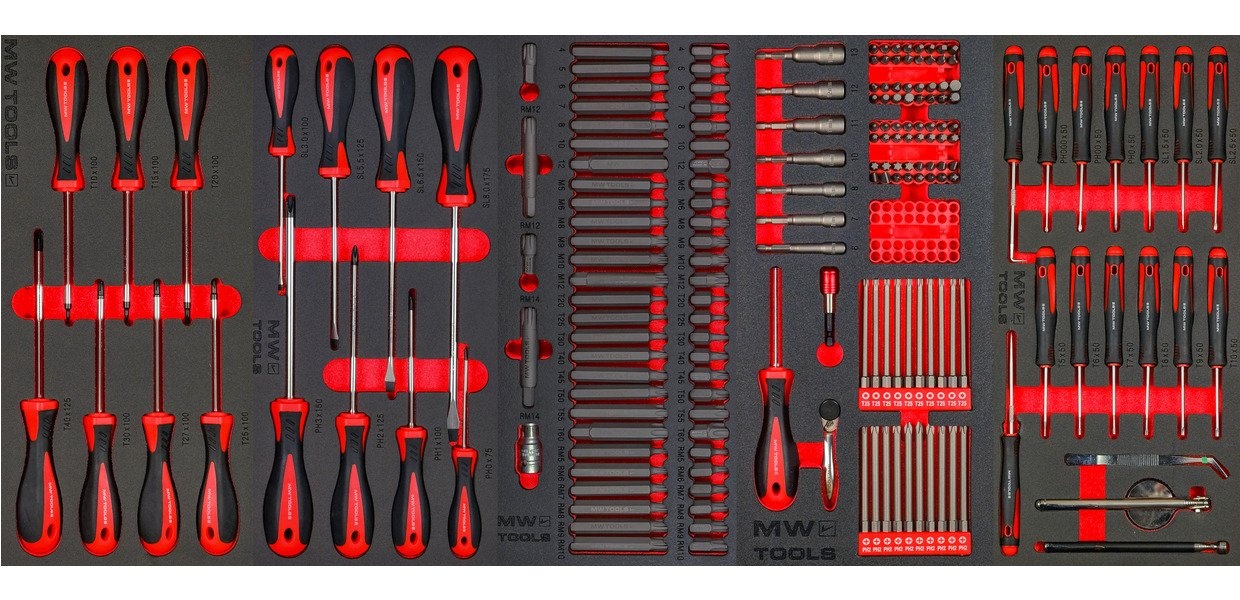 Fyldt bred værktøjsvogn med topkasse EV XXL 782 dele MW Tools