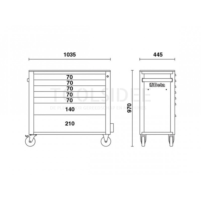 BETA 7 drawers xl tool trolley orange - c24sa-xl 7 / o - 024002271