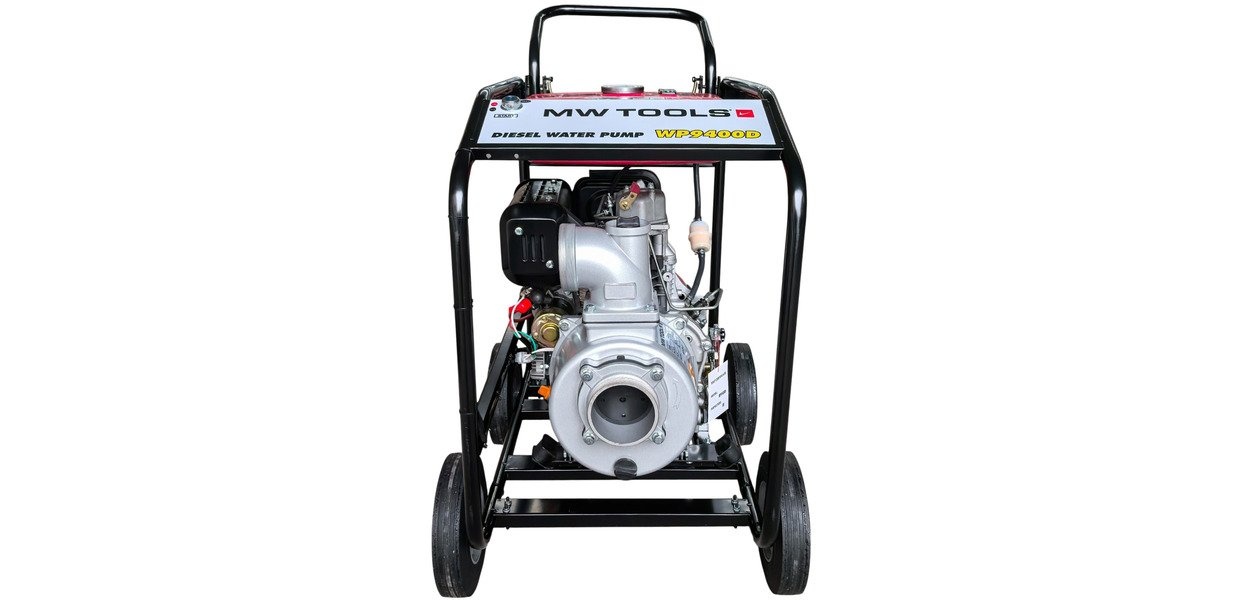 Vandpumpe 4" - 96.000 L/T – 10 HK diesel - elektrisk start MW Værktøj Vandpumpe 4" - 96.000 L/T – 10 HK diesel - elektrisk start MW Værktøj