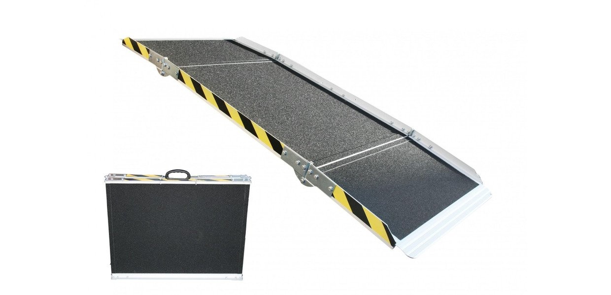 Aluminiumsrampe 400 kg længde 1800 mm x bredde 760 mm foldbar MW Tools