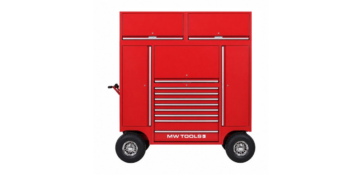 Værktøjsvogn 8 skuffer rød "trolley3" med topboks MW Tools