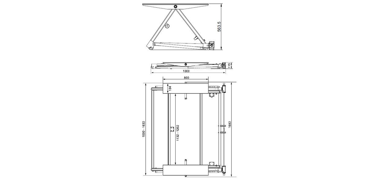 Mobiele mechanische autolift 3 T 570 mm MW Tools