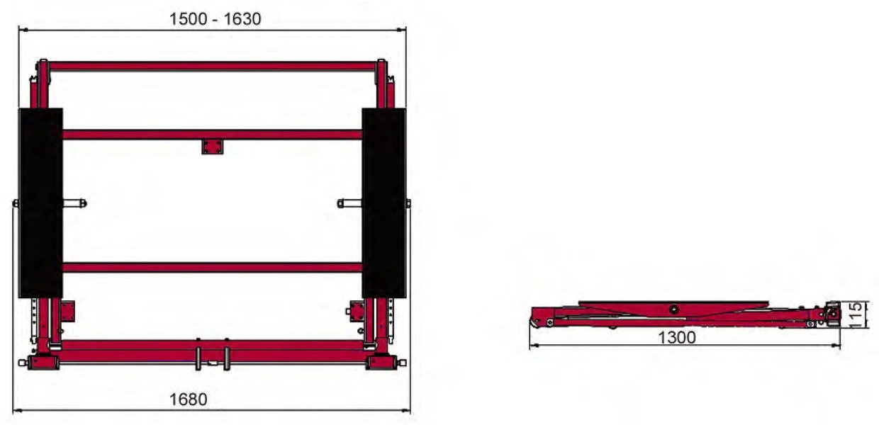 Mobiele mechanische autolift 3 T 570 mm MW Tools