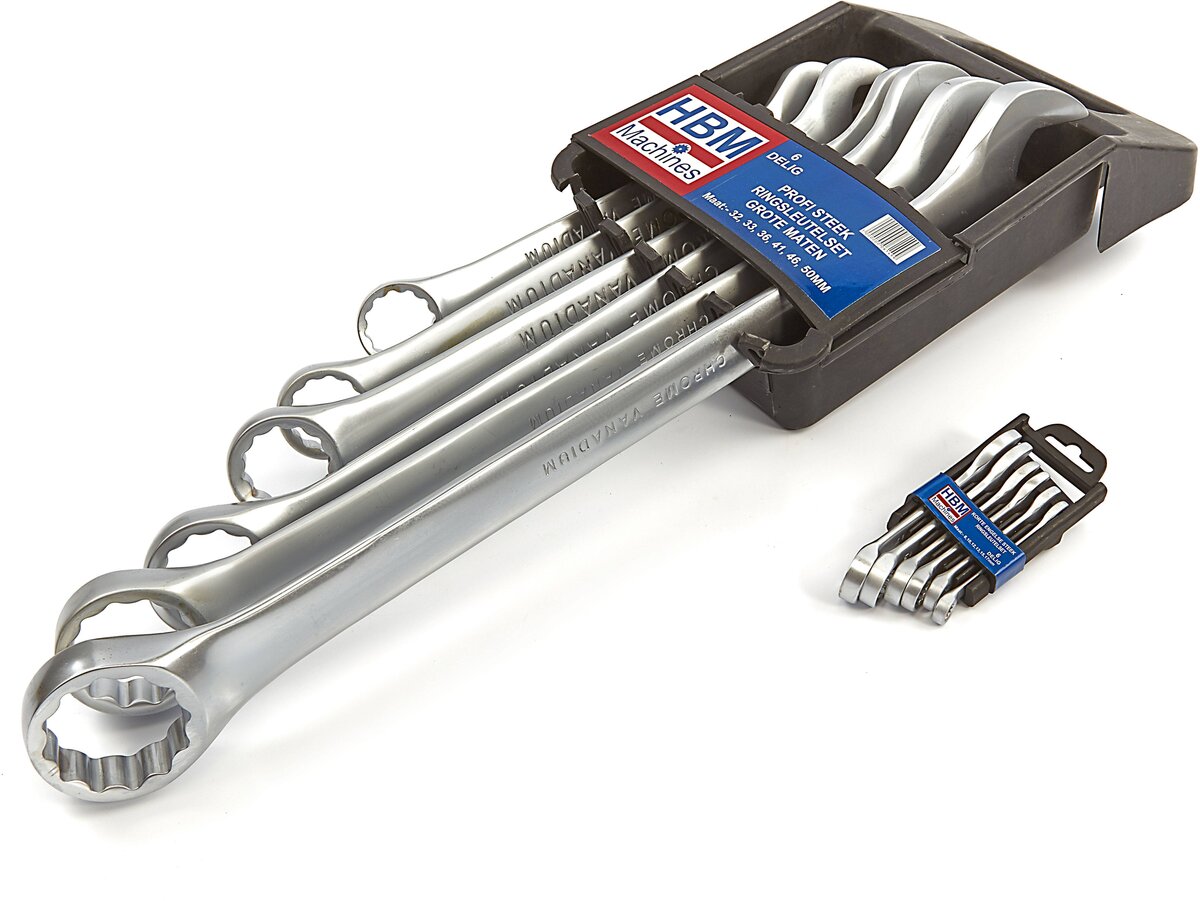 HBM Profi 6-teiliger Maulschlüssel - Ringschlüsselsatz große Größen