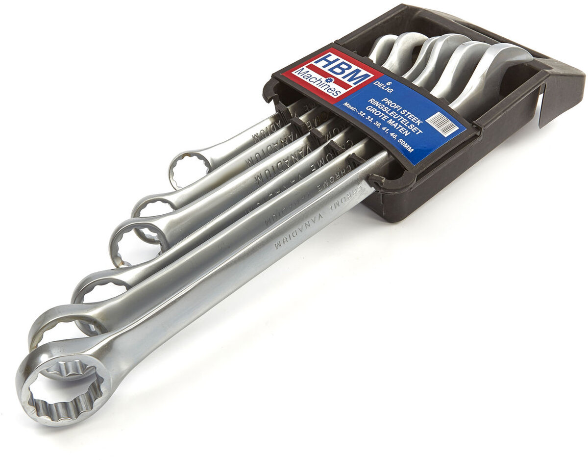 HBM Profi 6-teiliger Maulschlüssel - Ringschlüsselsatz große Größen