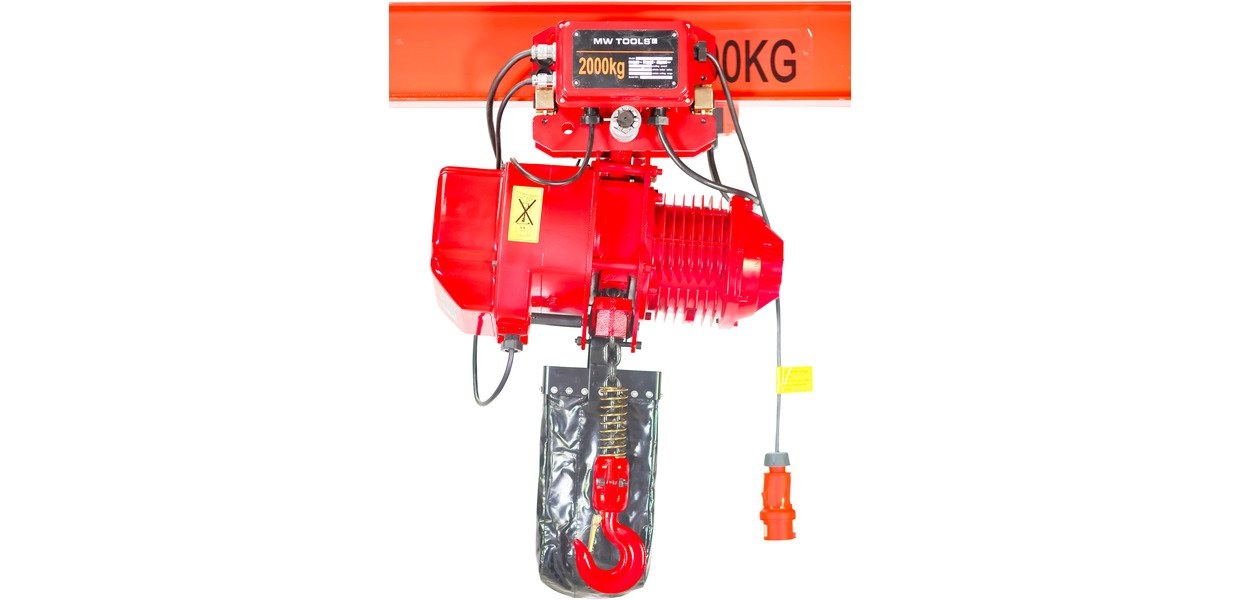 Industriële elektrische kettingtakel 2 ton 6 meter met trolley + remote MW Tools