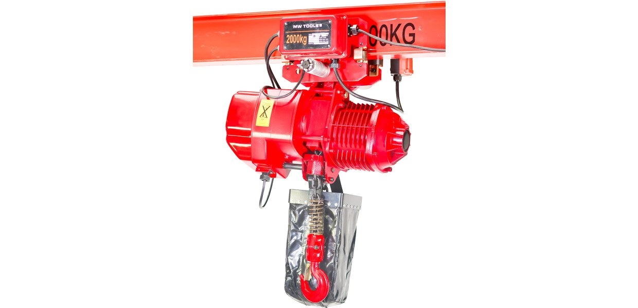 Industriële elektrische kettingtakel 2 ton 6 meter met trolley + remote MW Tools