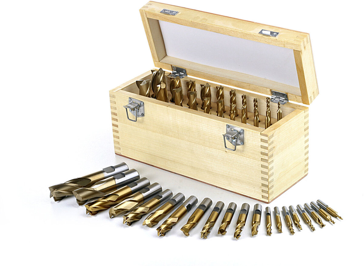 HBM 20 stykke HSS - Tinnbelagt fresesett Modell 1 HBM 20 stykke HSS - Tinnbelagt fresesett Modell 1