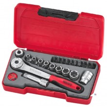 Topnøgle- og bitsæt 1/4" 4,5-13 mm 22-delt Teng Tools