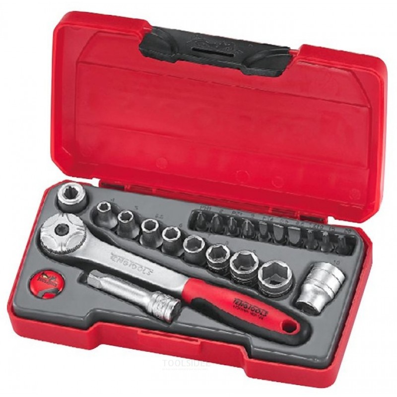 Topnøgle- og bitsæt 1/4" 4,5-13 mm 22-delt Teng Tools