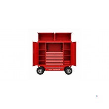 Gereedschapswagen trailer 8 laden rood "trolley3" met topbox MW Tools