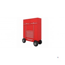 Gereedschapswagen trailer 8 laden rood "trolley3" met topbox MW Tools