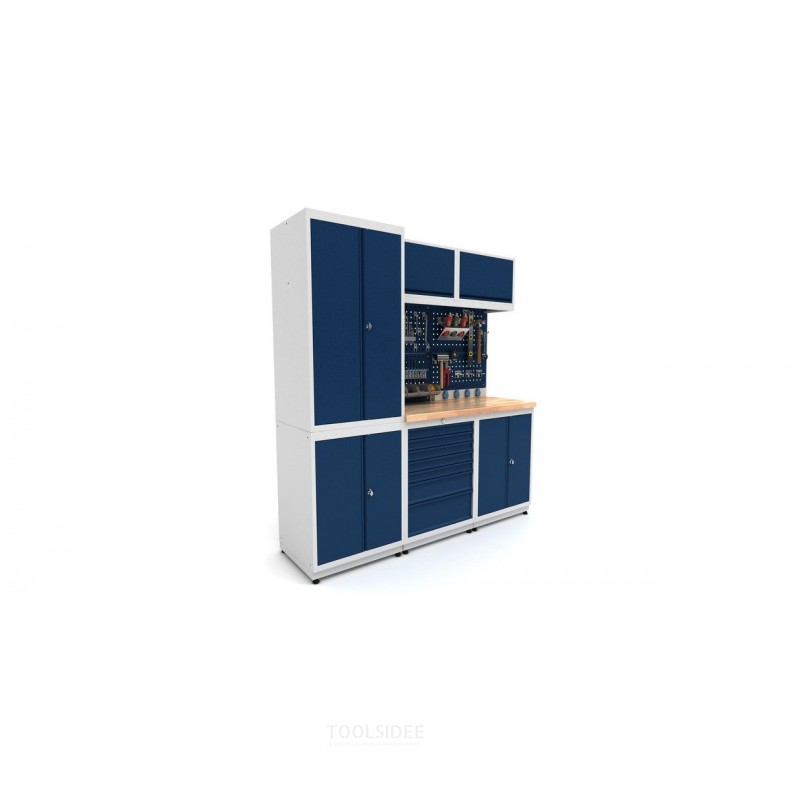 Industriële werkbank 1860 mm PRACO M T01- Massief beukenhouten werkblad - Laden, kast en LED-verlichting MW Tools Industriële werkbank 1860 mm PRACO M T01- Massief beukenhouten werkblad - Laden, kast en LED-verlichting MW Tools