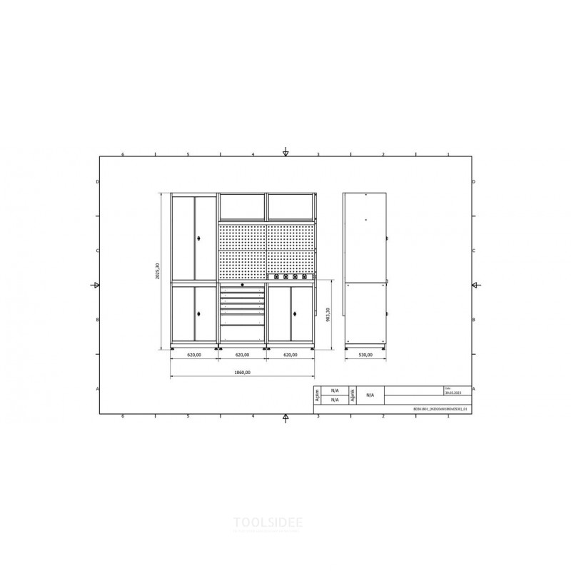 Industriële werkbank 1860 mm PRACO M T01- Massief beukenhouten werkblad - Laden, kast en LED-verlichting MW Tools Industriële werkbank 1860 mm PRACO M T01- Massief beukenhouten werkblad - Laden, kast en LED-verlichting MW Tools