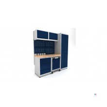 Industrielt arbejdsbord 1860 mm PRACO M T06 - Bordplade i massivt bøgetræ - Skuffer, skab og LED-belysning MW Tools Industrielt arbejdsbord 1860 mm PRACO M T06 - Bordplade i massivt bøgetræ - Skuffer, skab og LED-belysning MW Tools
