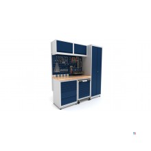 Industrielt arbejdsbord 1860 mm PRACO M T06 - Bordplade i massivt bøgetræ - Skuffer, skab og LED-belysning MW Tools Industrielt arbejdsbord 1860 mm PRACO M T06 - Bordplade i massivt bøgetræ - Skuffer, skab og LED-belysning MW Tools