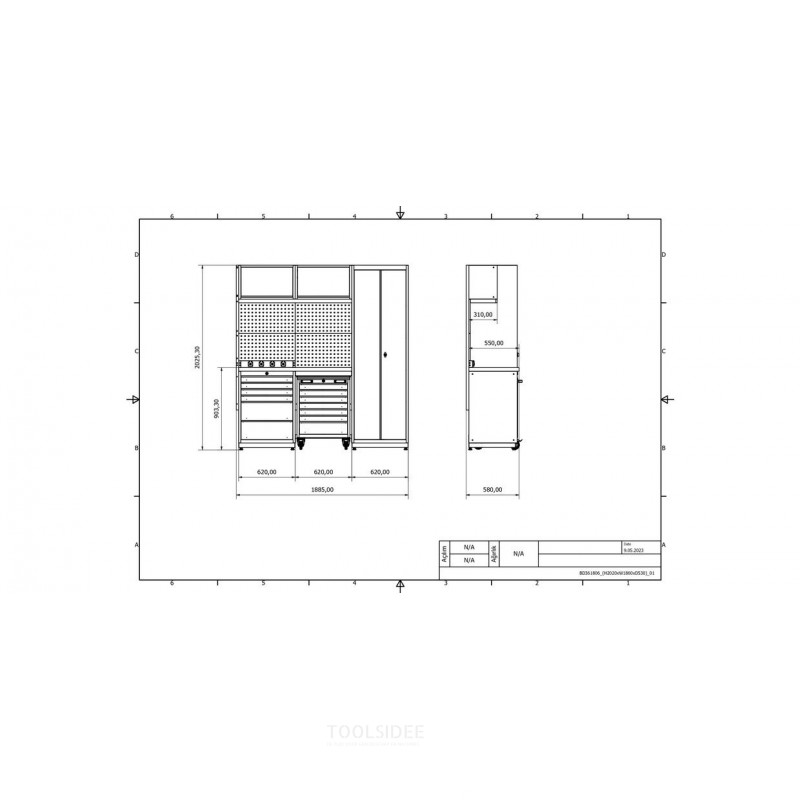 Industrielt arbejdsbord 1860 mm PRACO M T06 - Bordplade i massivt bøgetræ - Skuffer, skab og LED-belysning MW Tools Industrielt arbejdsbord 1860 mm PRACO M T06 - Bordplade i massivt bøgetræ - Skuffer, skab og LED-belysning MW Tools