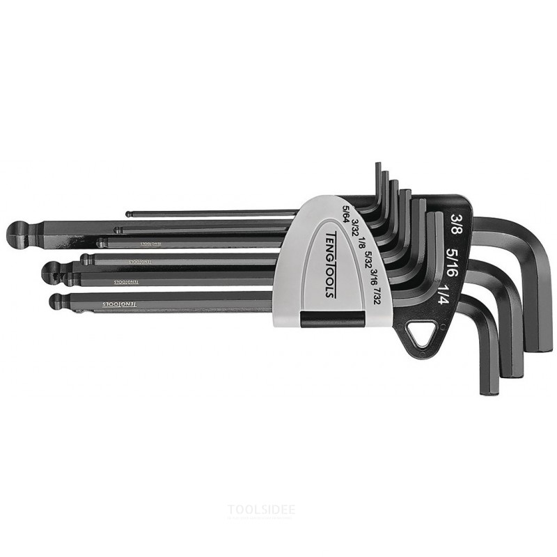 Allensleutelset bolkop 9 dlg 5/64'' tot 3/8'' Teng Tools