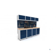 Industriële werkbank 2480 mm PRACO M T16- Massief beukenhouten werkblad - Laden, kast en LED-verlichting MW Tools Industriële werkbank 2480 mm PRACO M T16- Massief beukenhouten werkblad - Laden, kast en LED-verlichting MW Tools