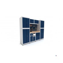 Industrielt arbejdsbord 2480 mm PRACO M T17 - Massivt bøgetræsbord - Skuffer, skab og LED-belysning MW Tools Industrielt arbejdsbord 2480 mm PRACO M T17 - Massivt bøgetræsbord - Skuffer, skab og LED-belysning MW Tools
