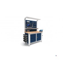 Industriarbejdsbord PRACO W T66 – 1400 mm med skuffer, skab og LED-belysning MW Tools Industriarbejdsbord PRACO W T66 – 1400 mm med skuffer, skab og LED-belysning MW Tools