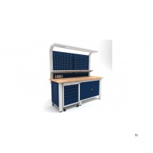 Industriarbejdsbord PRACO W T51 – 2000 mm med skuffer, skab og LED-belysning MW Tools Industriarbejdsbord PRACO W T51 – 2000 mm med skuffer, skab og LED-belysning MW Tools