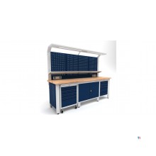 Industriarbejdsbord PRACO W T64 – 2560 mm med skuffer, skab og LED-belysning MW Tools Industriarbejdsbord PRACO W T64 – 2560 mm med skuffer, skab og LED-belysning MW Tools