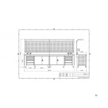 Industriarbejdsbord PRACO W T74 – 3560 mm med skuffer, skab og LED-belysning MW Tools Industriarbejdsbord PRACO W T74 – 3560 mm med skuffer, skab og LED-belysning MW Tools