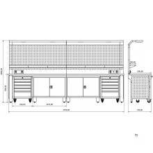 Industriarbejdsbord PRACO W T72 – 3700 mm med skuffer, skab og LED-belysning MW Tools Industriarbejdsbord PRACO W T72 – 3700 mm med skuffer, skab og LED-belysning MW Tools