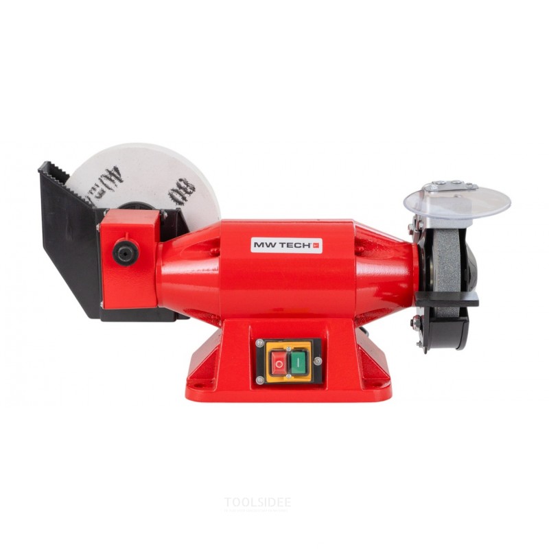 Nat- en droogslijpmachine slijpsteen ø 150 mm 2950 tpm witte slijpsteen ø 200 mm 134 tpm 520 W 230V MW-Tech