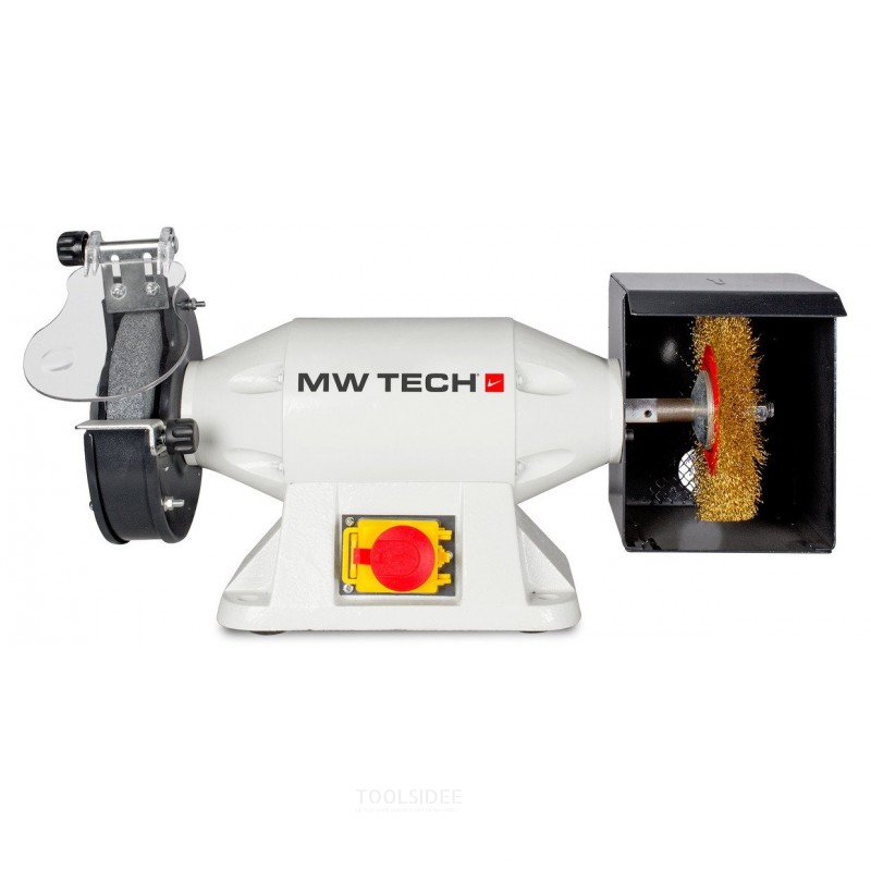 Combinatie slijpmachine met borstel dia. 200 mm 2950 tpm  900 W 230V asgat 32 mm inclusief slijpsteen en borstel MW-Tech