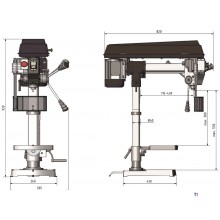 Radiaalboormachine tafelmodel boren tot ø 16 mm MK2 750W 230V uitlading 115-430 mm Optidrill