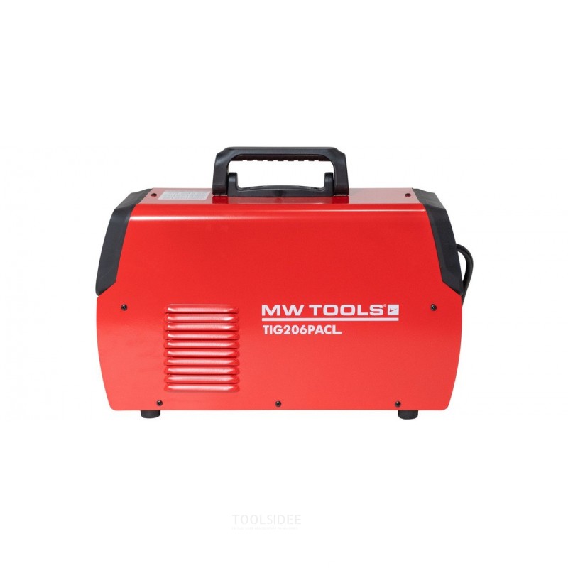 AC/DC TIG lasinverter 200 A voor het lassen in TIG AC, DC, PULSE TIG, en elektrode MMA. MW Tools AC/DC TIG lasinverter 200 A voor het lassen in TIG AC, DC, PULSE TIG, en elektrode MMA. MW Tools