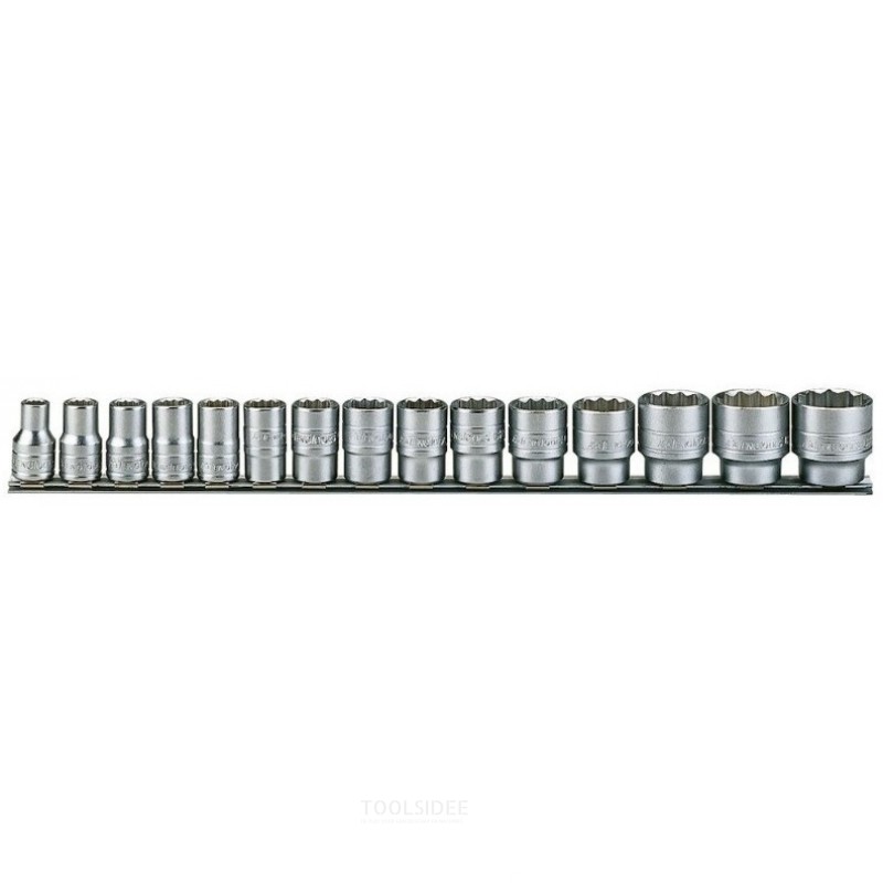 Doppenset op rail 1/2" 15 dlg Teng Tools