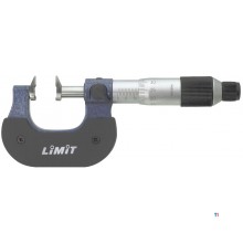 Buitenschroefmaat met afgeronde platte meetvlakken voor meten van tandwielen meetbereik 0-25 mm resolutie 0,01 mm Limit