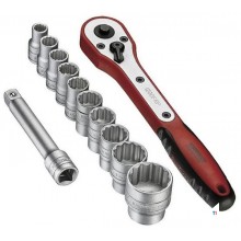 Ratel 1/4" + doppen 13dlg Teng Tools