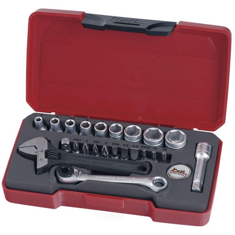 Doppen- en bitsset 1/4" 4-13mm 23 dlg Teng Tools