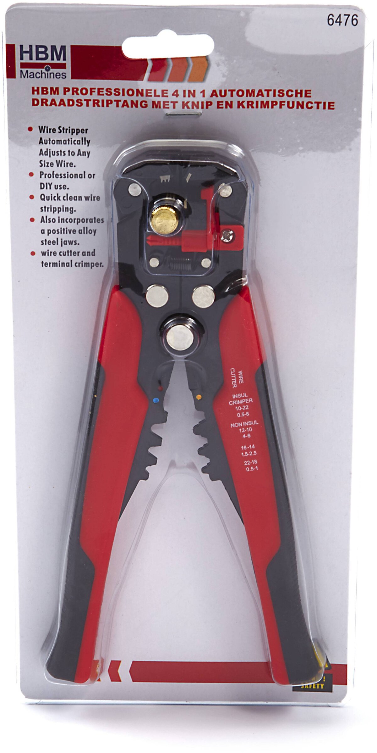 HBM Professionele 4 in 1 Automatische Draadstriptang met Knip en  Krimpfunctie