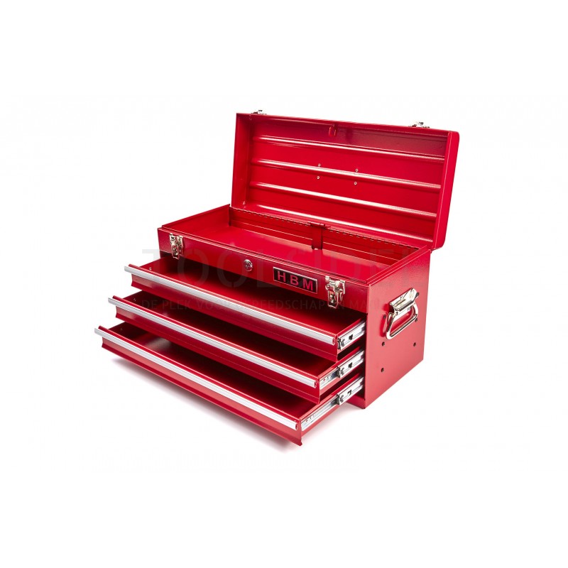 HBM profi tool box with 3 drawers - red