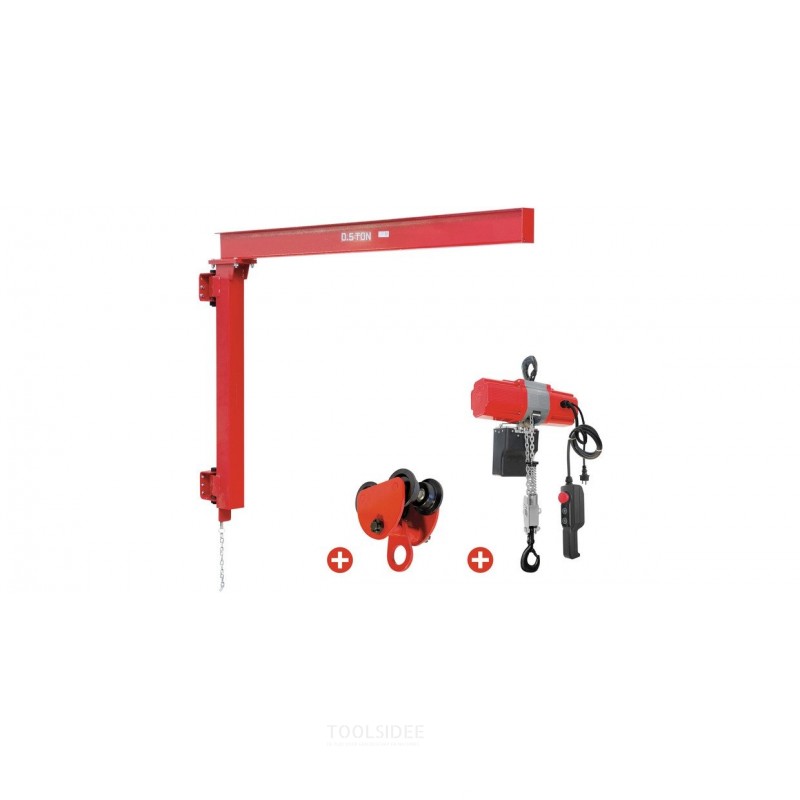 Pack wandzwenkkraan 500 kg elektrische kettingtakel 6 m en trolley MW Tools