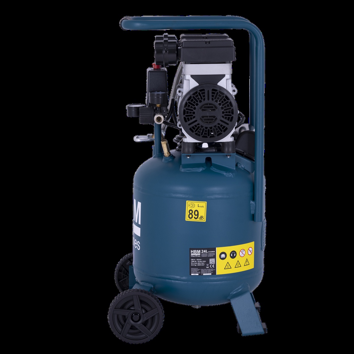 HBM lodret støjsvag kompressor, 24 liter. HBM lodret støjsvag kompressor, 24 liter.