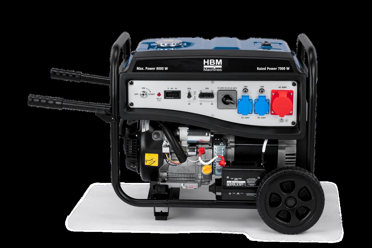 HBM aggregat, generator 459 cc med benzinmotor 230/400V 8000W. HBM aggregat, generator 459 cc med benzinmotor 230/400V 8000W.