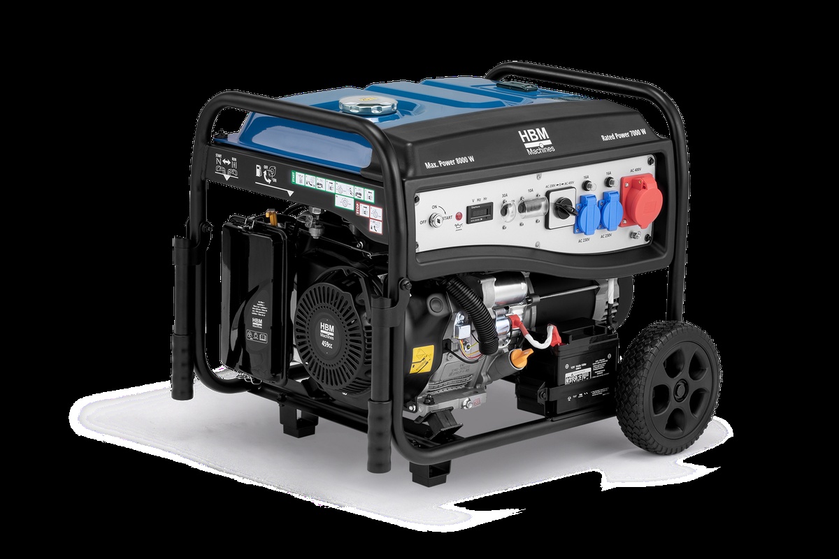 HBM aggregat, generator 459 cc med benzinmotor 230/400V 8000W. HBM aggregat, generator 459 cc med benzinmotor 230/400V 8000W.