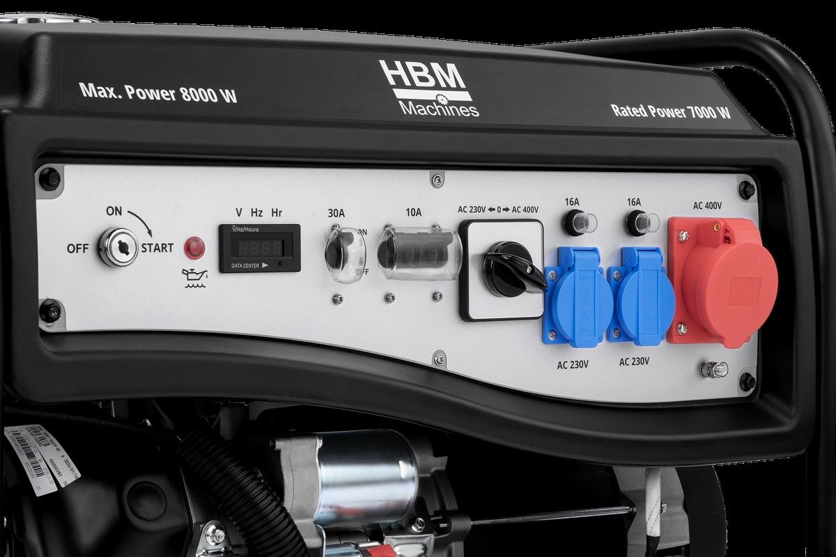 HBM aggregat, generator 459 cc med benzinmotor 230/400V 8000W. HBM aggregat, generator 459 cc med benzinmotor 230/400V 8000W.
