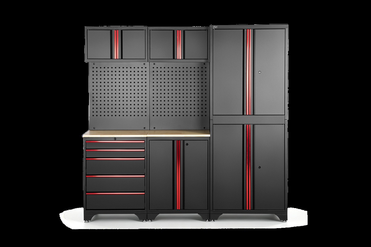 HBM modulair werkplaatssysteem 6-delig, zwart rood, model B
