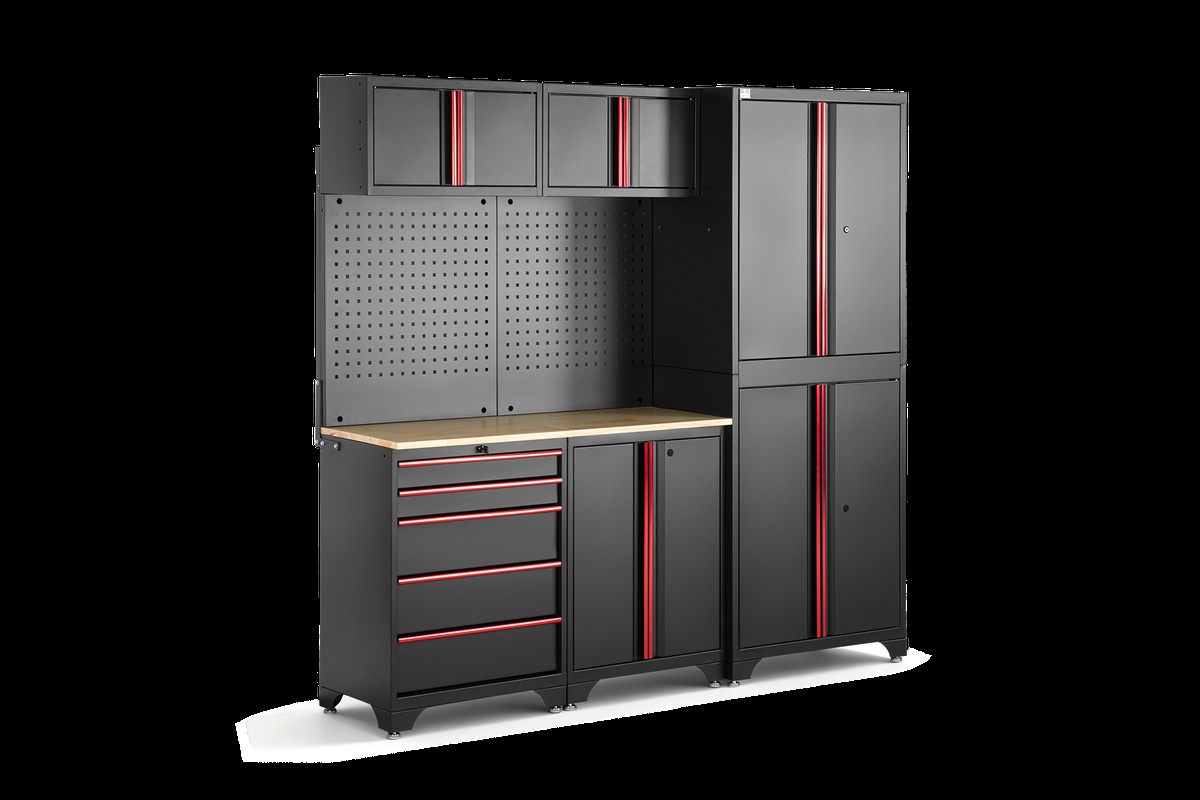 HBM modulair werkplaatssysteem 6-delig, zwart rood, model B