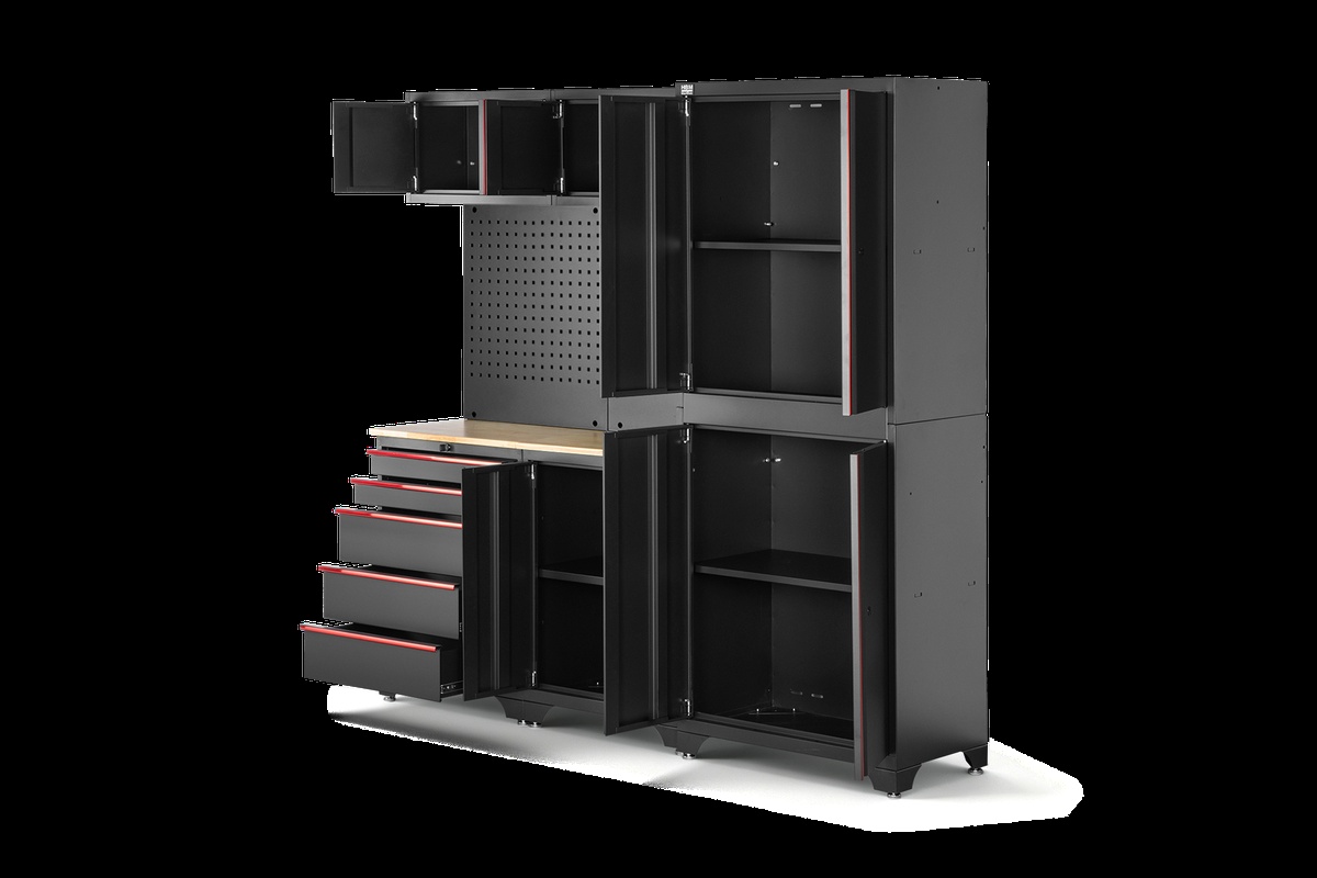 HBM modulair werkplaatssysteem 6-delig, zwart rood, model B