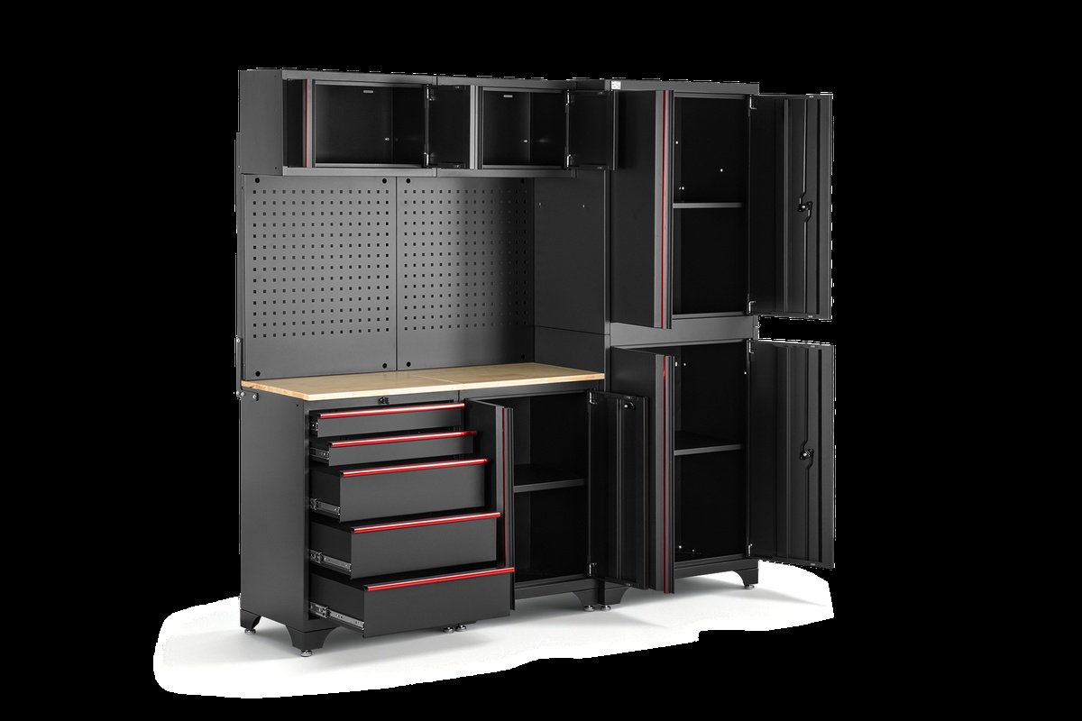 HBM modulair werkplaatssysteem 6-delig, zwart rood, model B
